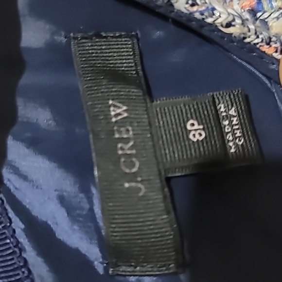 J.Crew White Multicolor Tweed Fringe  3/4 Sleeve Midi Dress Sz 8P - Picture 7 of 8